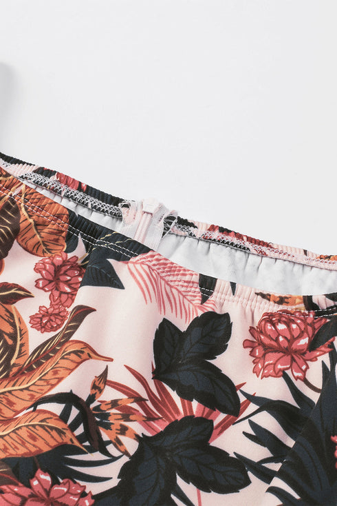 Print Off Shoulder Slit Bodycon Midi Dress